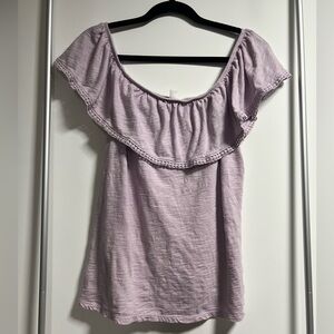 Old Navy Light Purple Off Shoulder Ruffle Blouse